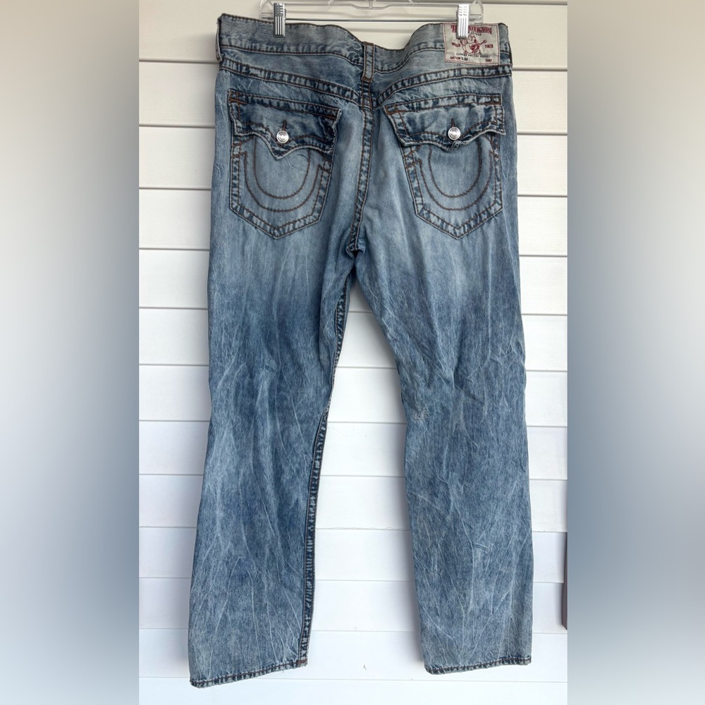 True Religion Men's Slim Jeans in Light Wash Blue